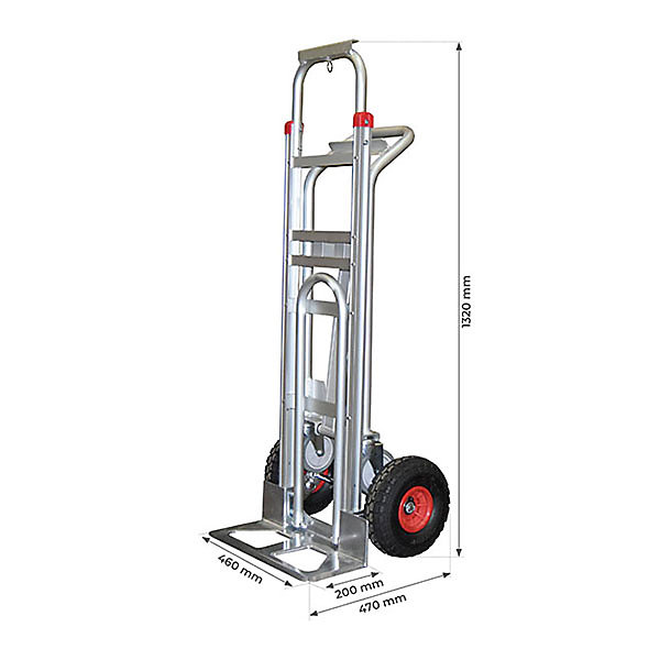 Diable 3 positions aluminium - Charge 250kg / 350kg - Roues gonflables - STC3