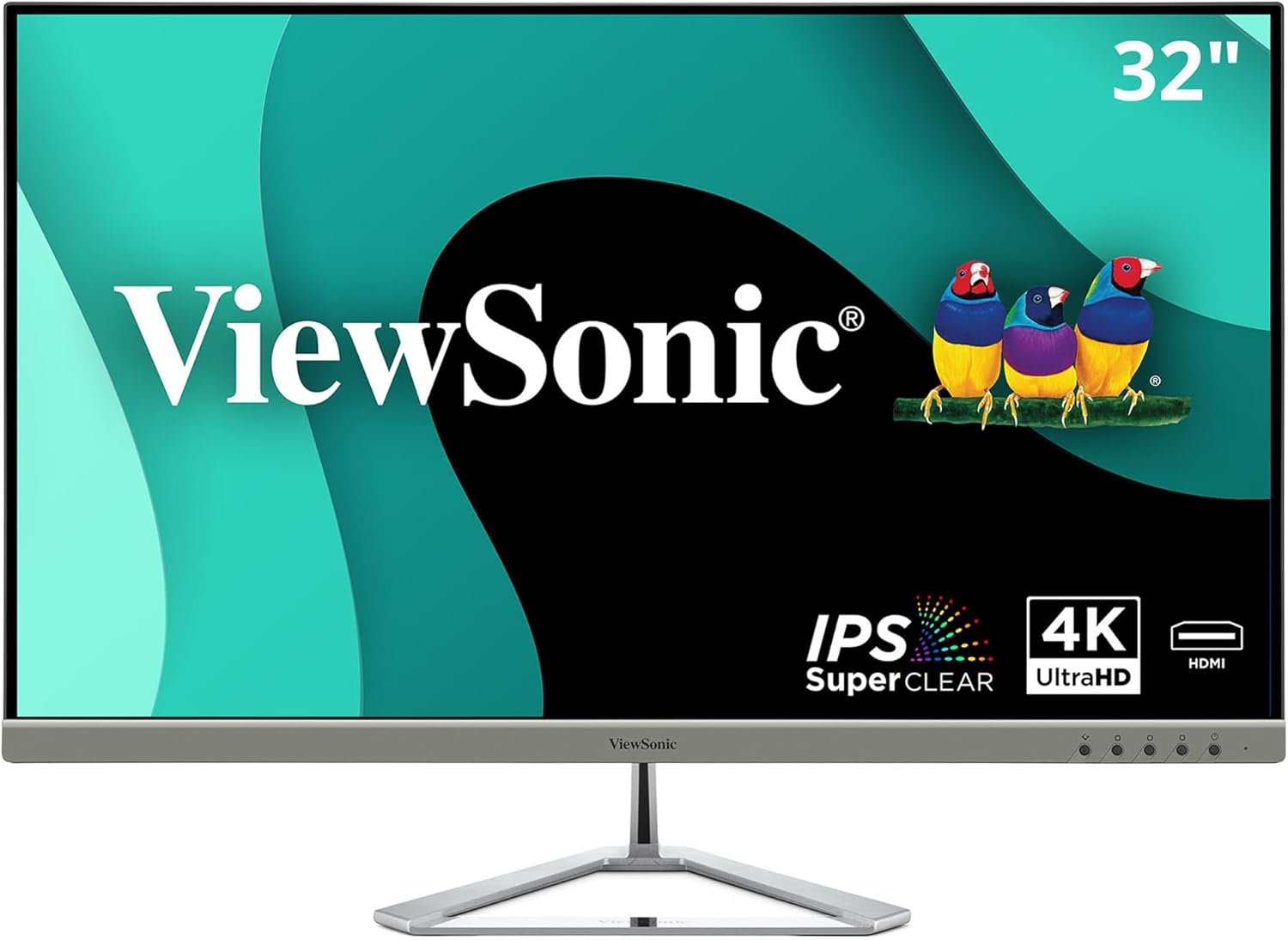 ViewSonic VX3276-4K-MHD 32 Inch 4K UHD Monitor with Ultra-Thin Bezels  HDR10 HDMI and DisplayPort for Home and Office