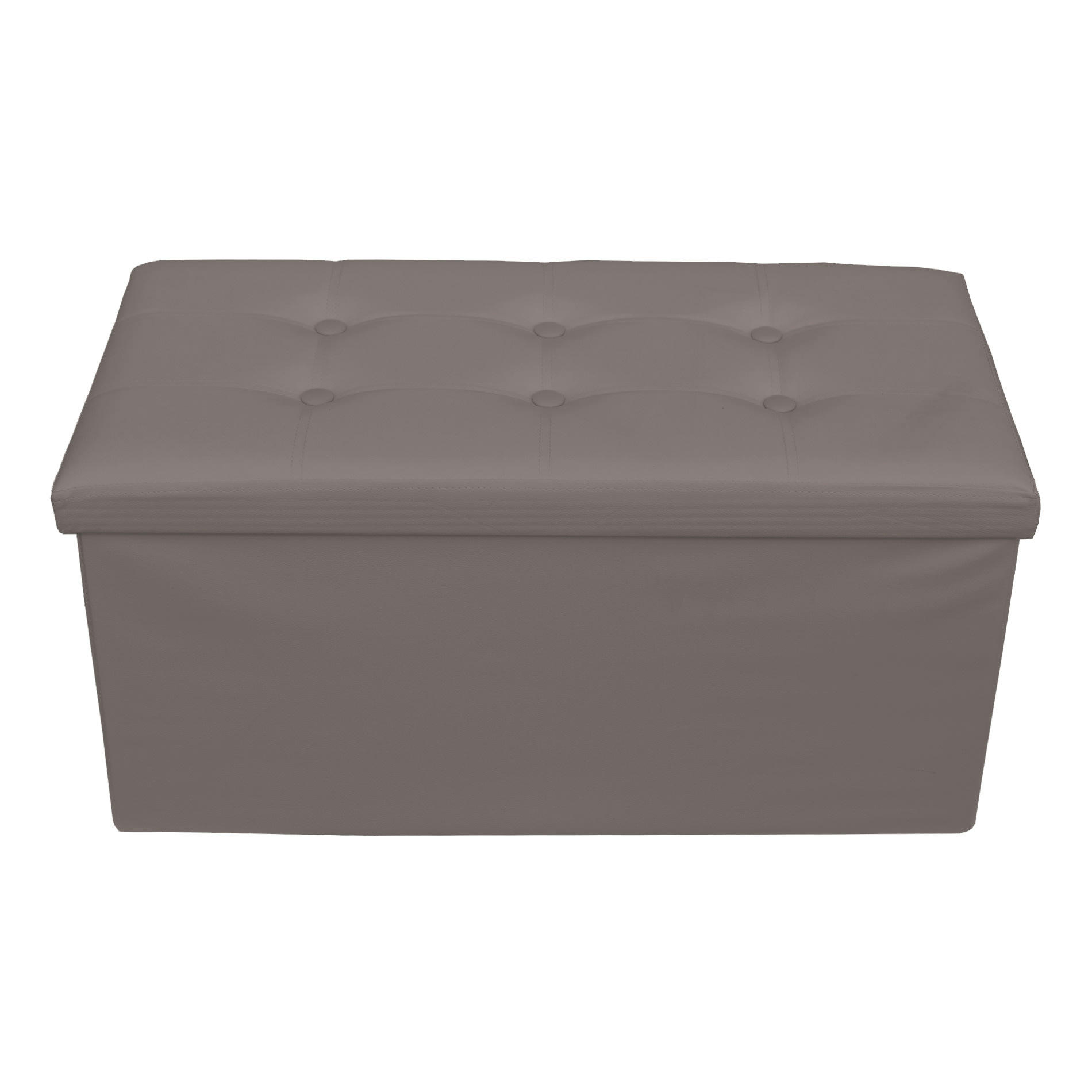 COLOR LIFE - Repose-pieds coffre de rangement avec couvercle en similicuir gris