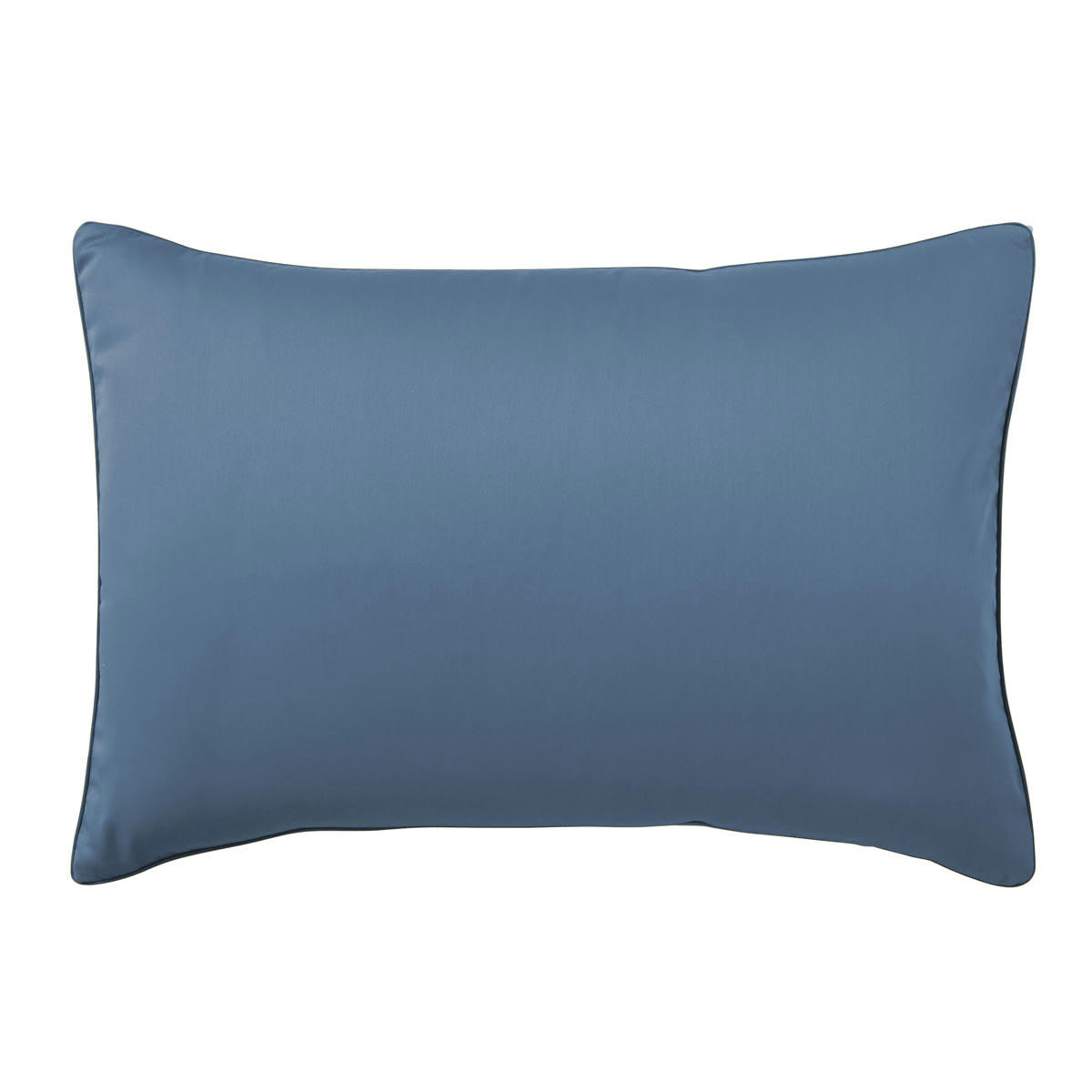 BLEU FLANDRES - Taie d'oreiller unie en satin de coton bleu marine 50x70
