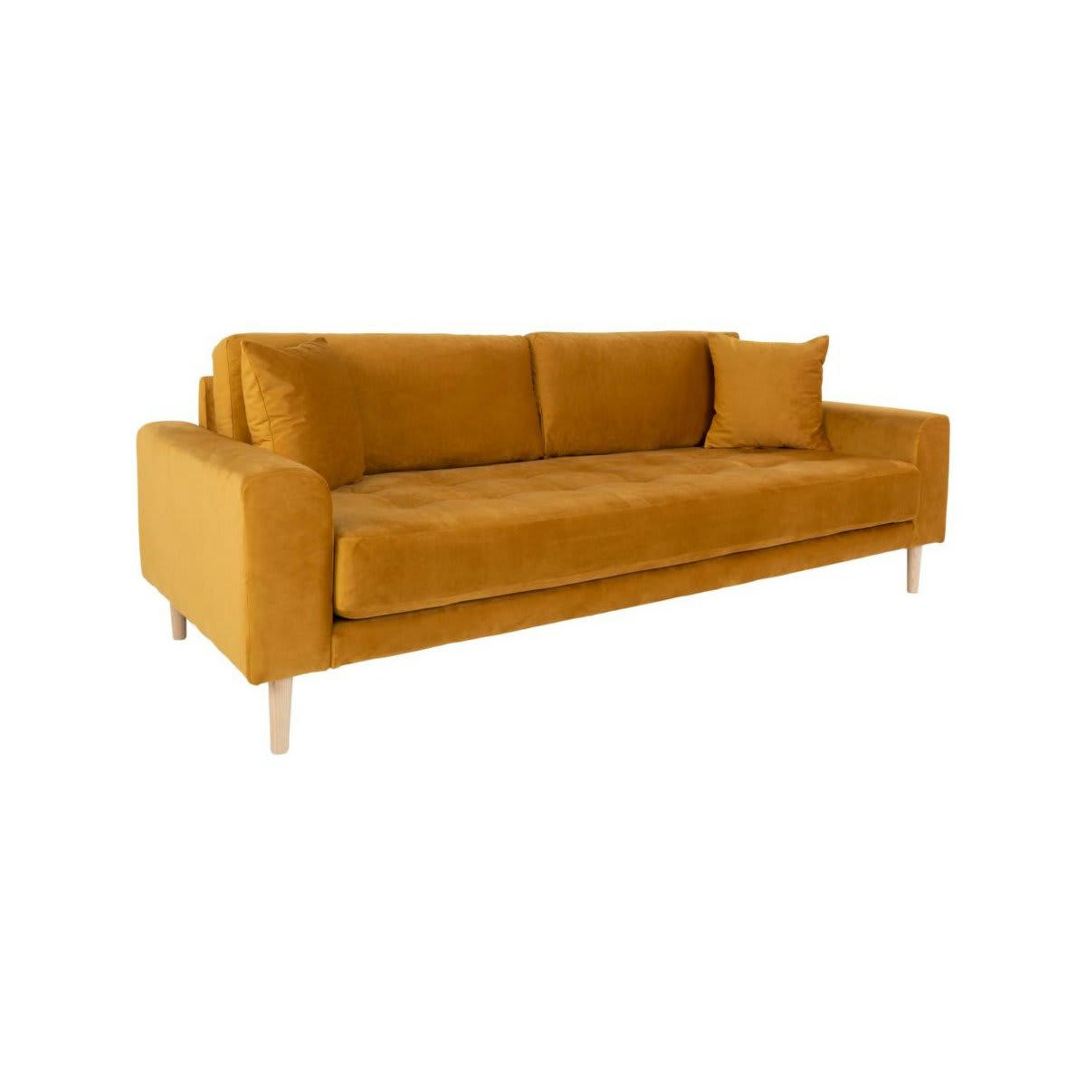 MILIME - Canapé 3 places en velours moutarde
