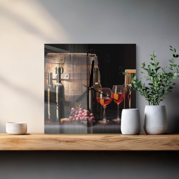 Zegar premium 30x30 Beczka na Wino zegar ścienny