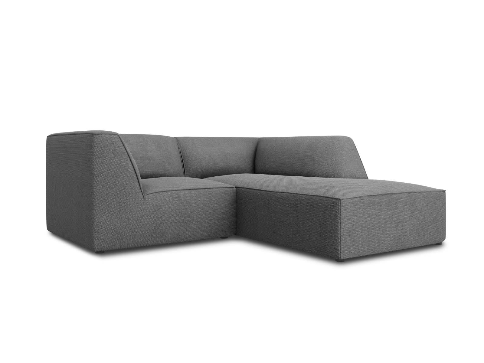 RUBY - Canapé d'angle droit 3 places en tissu structurel gris