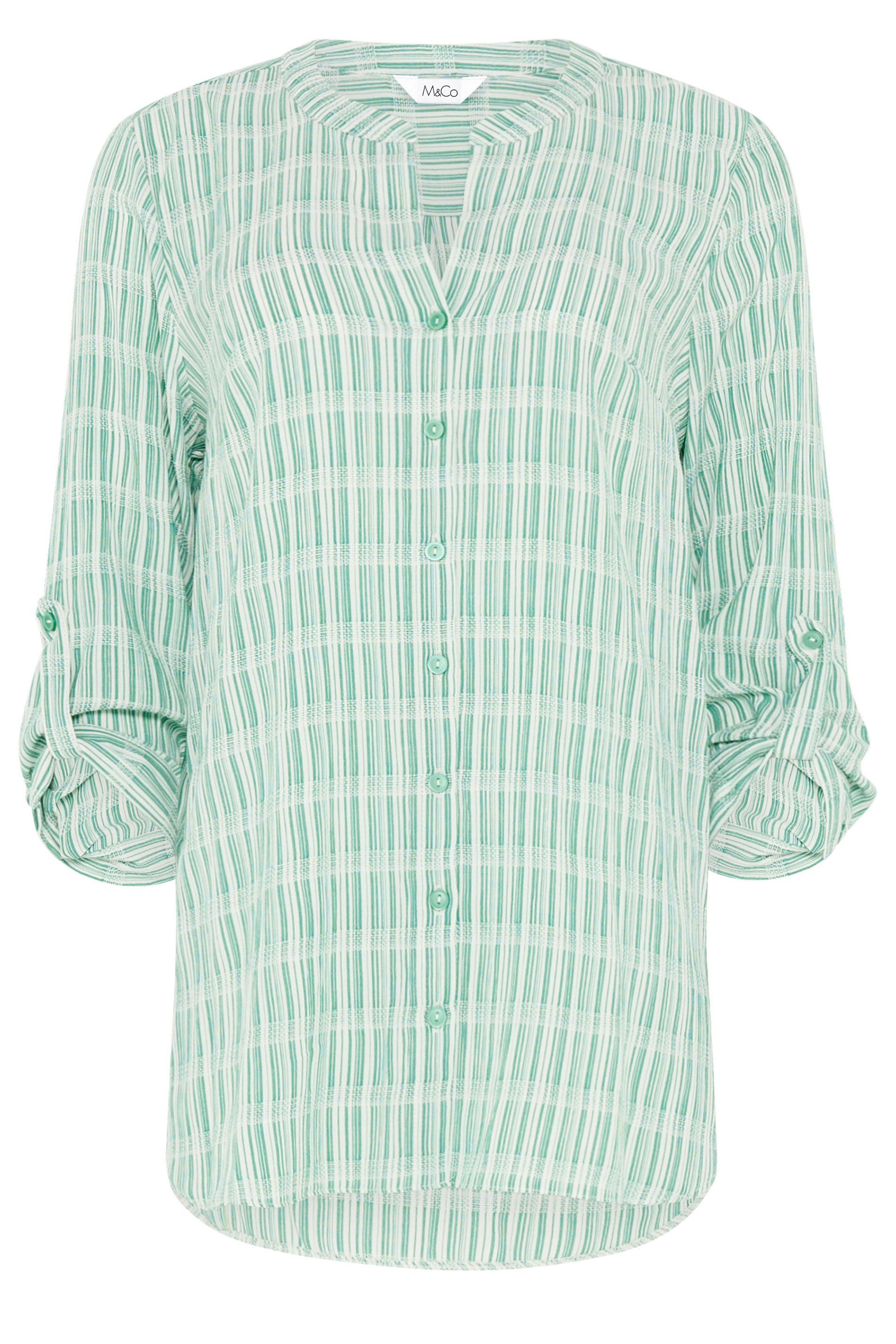 M&Co Stripe Notch Neck Blouse