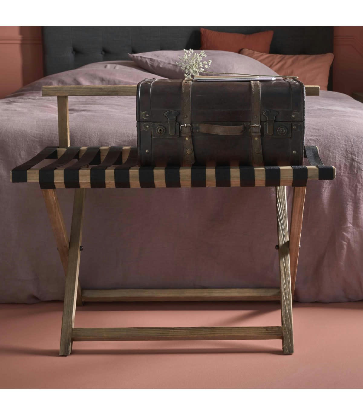 - Porte bagage en bois de pin - Marron