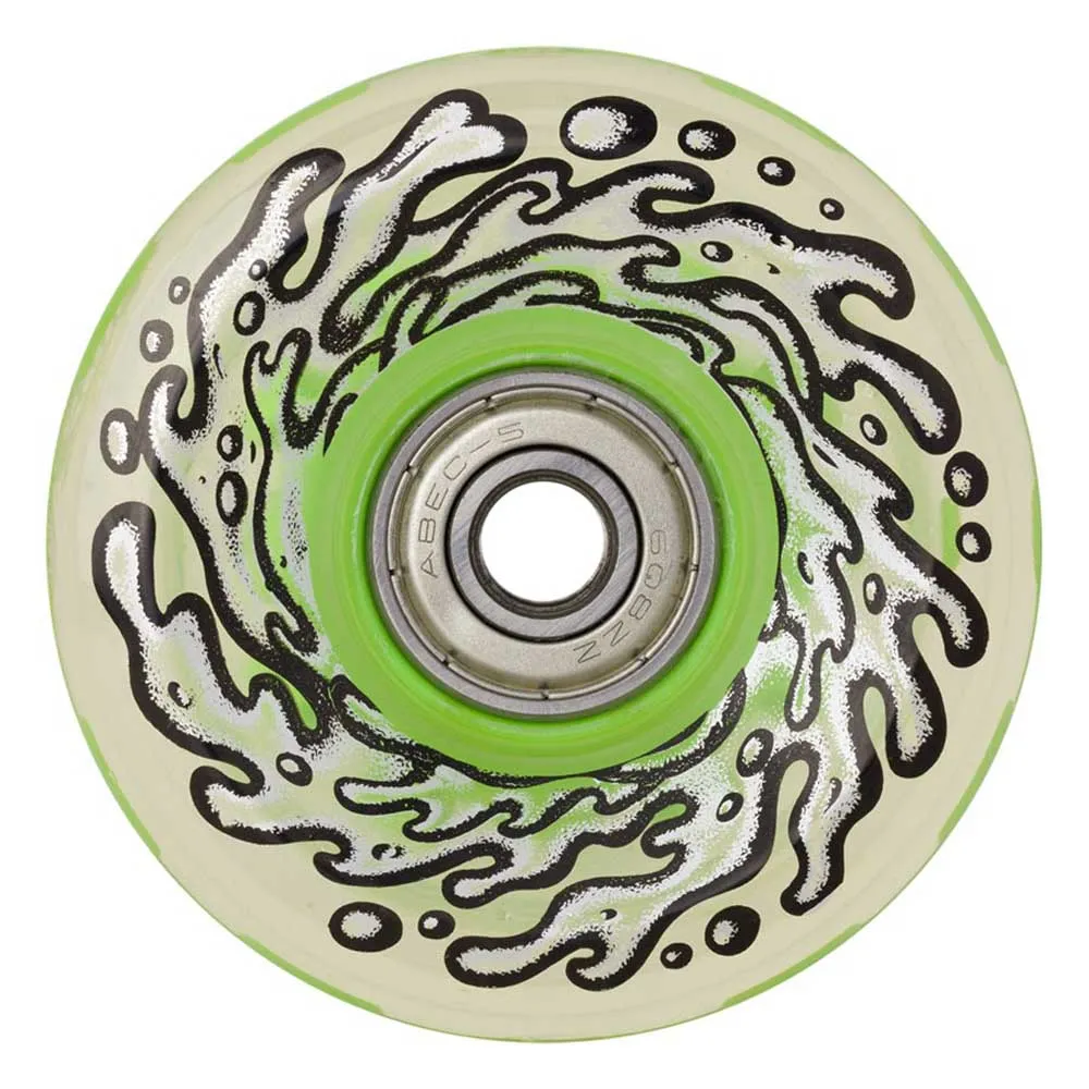 Santa Cruz Light ups w/green led and bearings og slime skateboard wheels