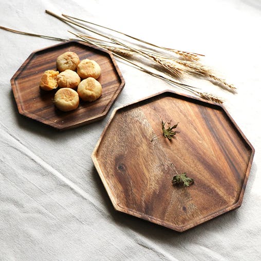 SOGA 25cm Octagon Wooden Acacia Food Serving Tray Charcuterie Board CenterpieceHome Decor