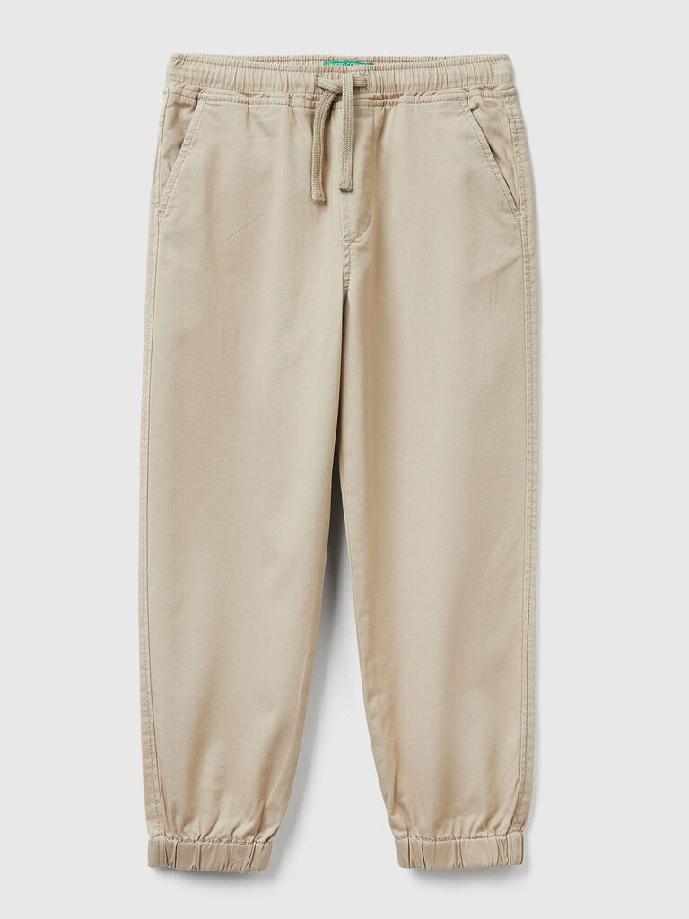 Stretch cotton joggers with drawstring