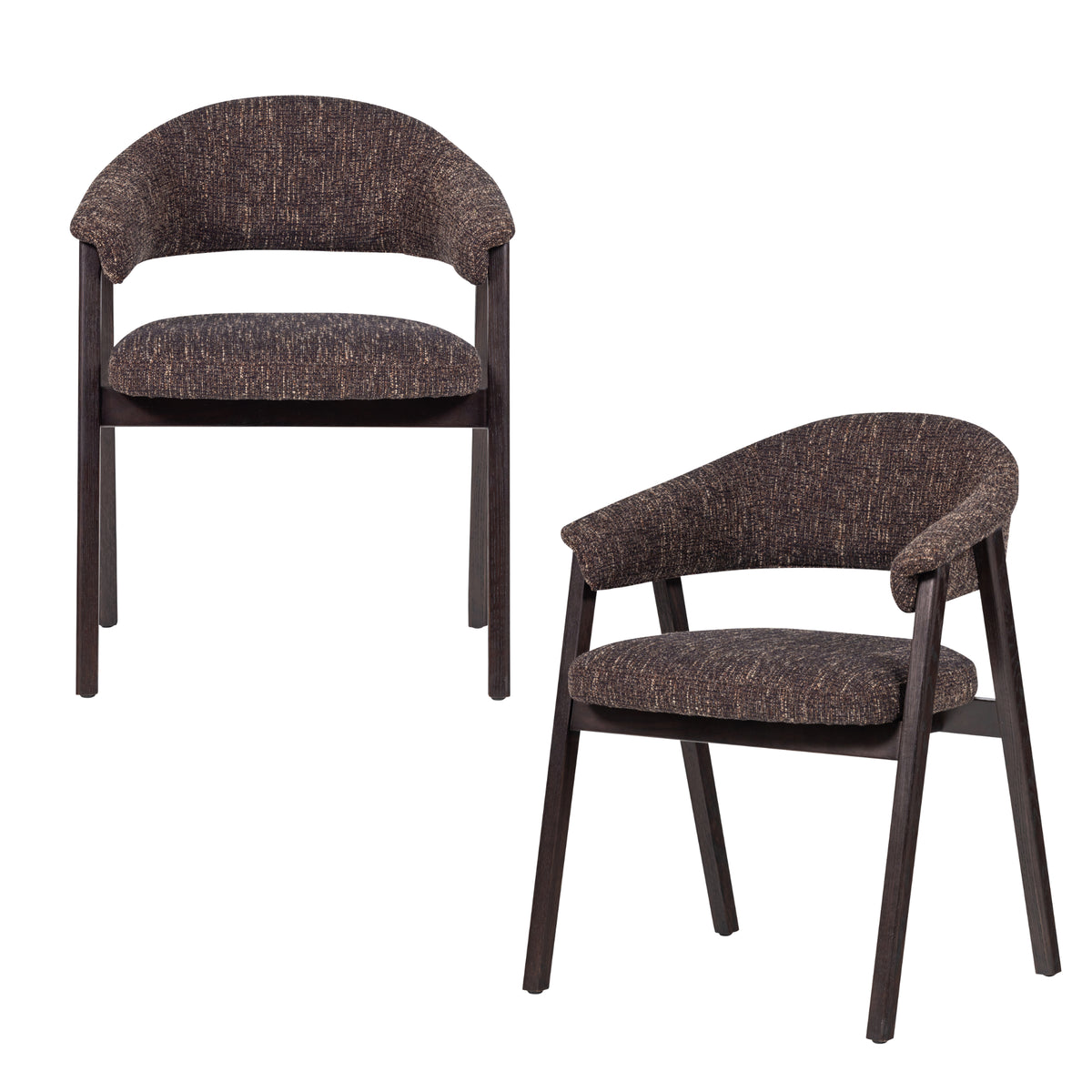 WOOOD eetkamerstoel met armleuning Tunar - Hout - Donkerbruin - Set van 2 - 77x60x60