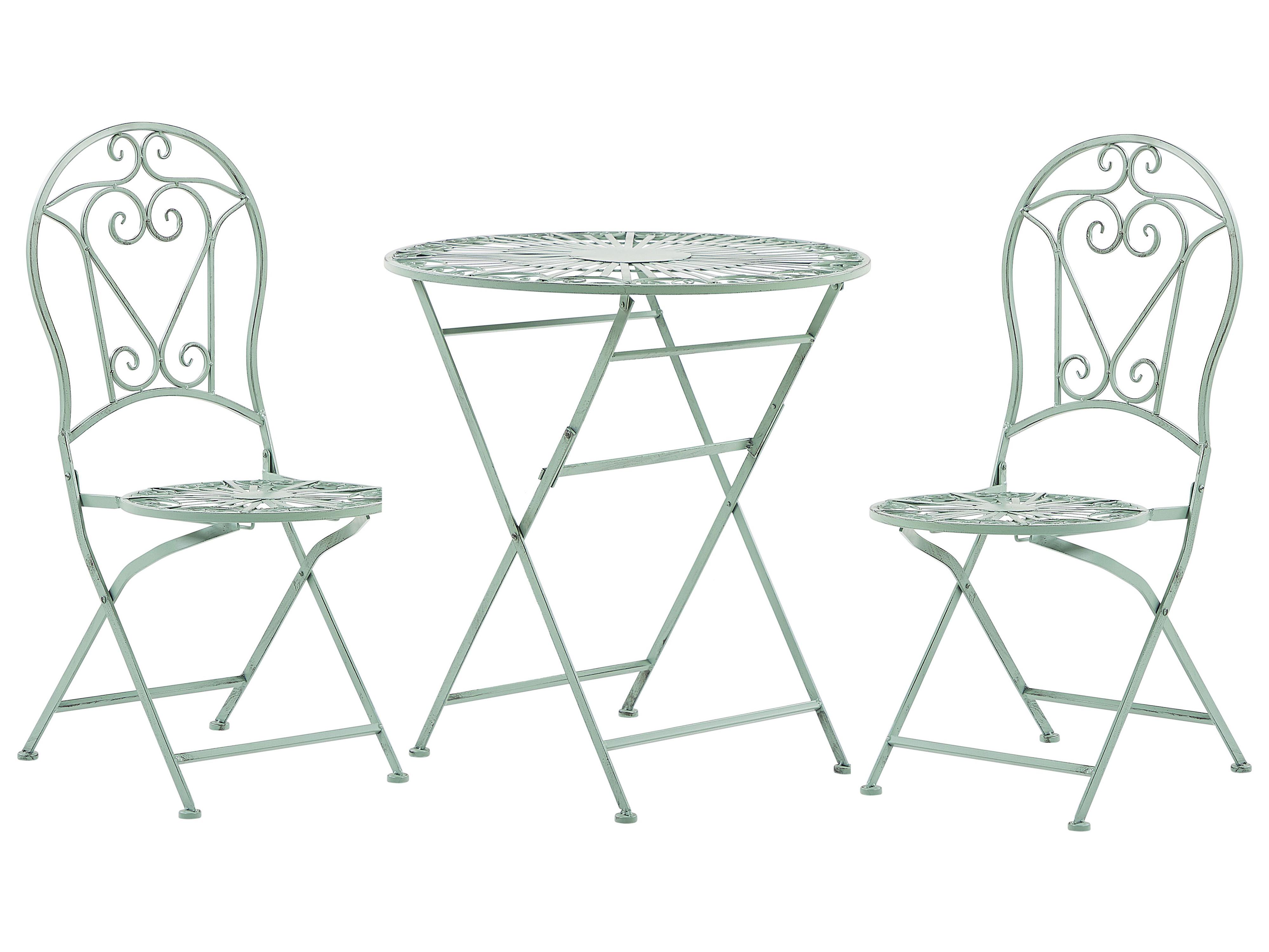 Bistro Set Folding TRENTO Metal Light Green