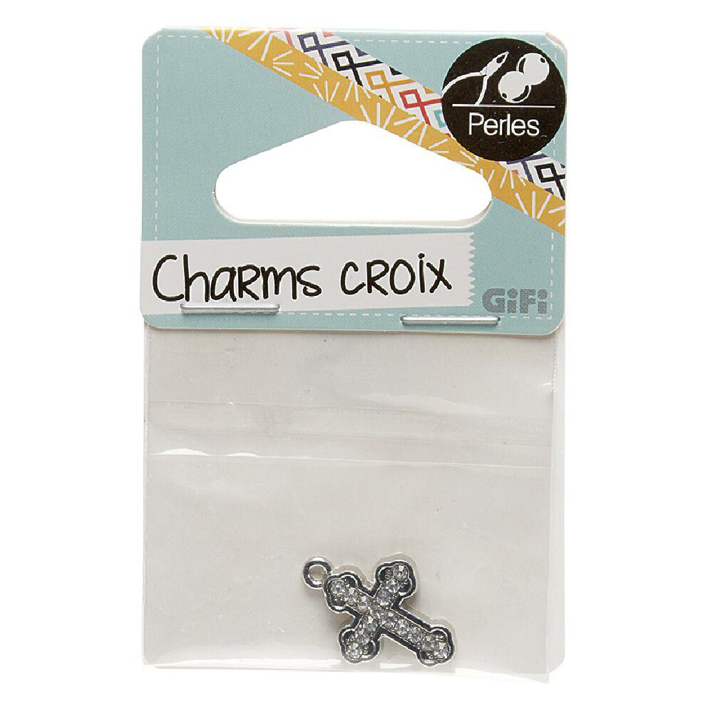 Accessoire bijou charms Croix métal   pierre