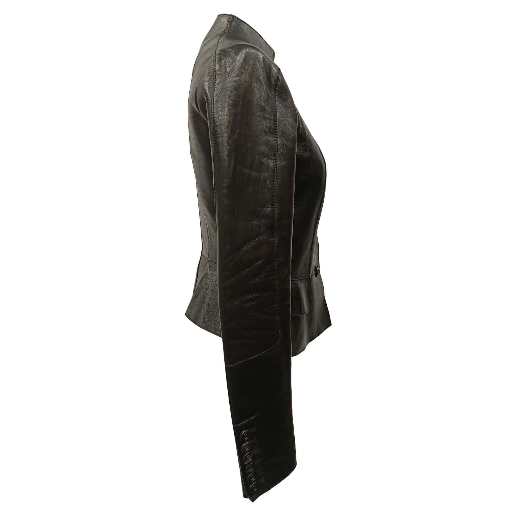 Burberry Preloved Prorsum Button-Down Peplum Jacket in Lamb Leather