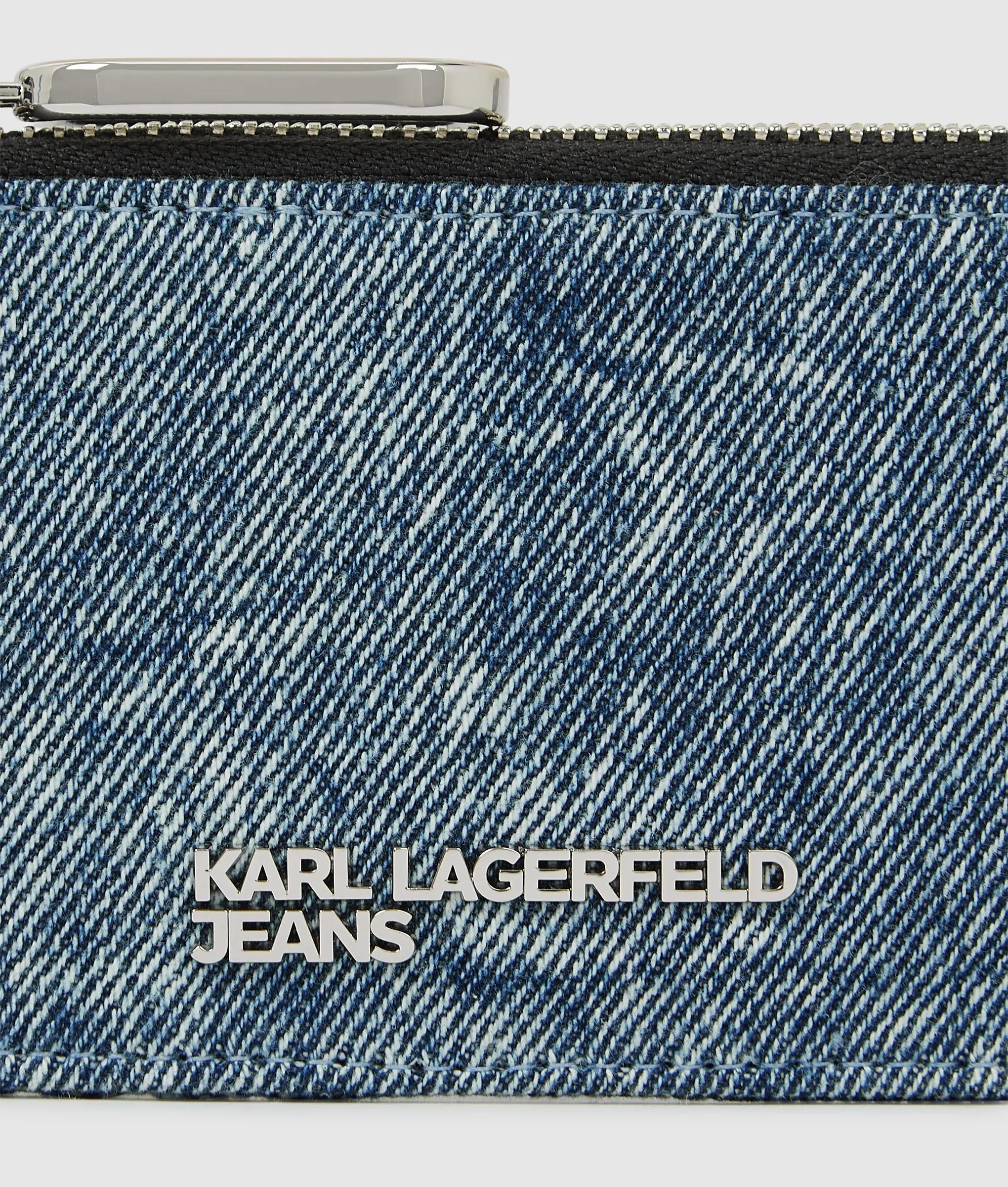 Porte-cartes en denim avec fermeture zippée