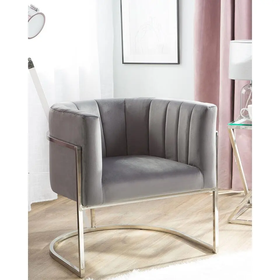 LARVIK - Fauteuil - Grijs - Fluweel