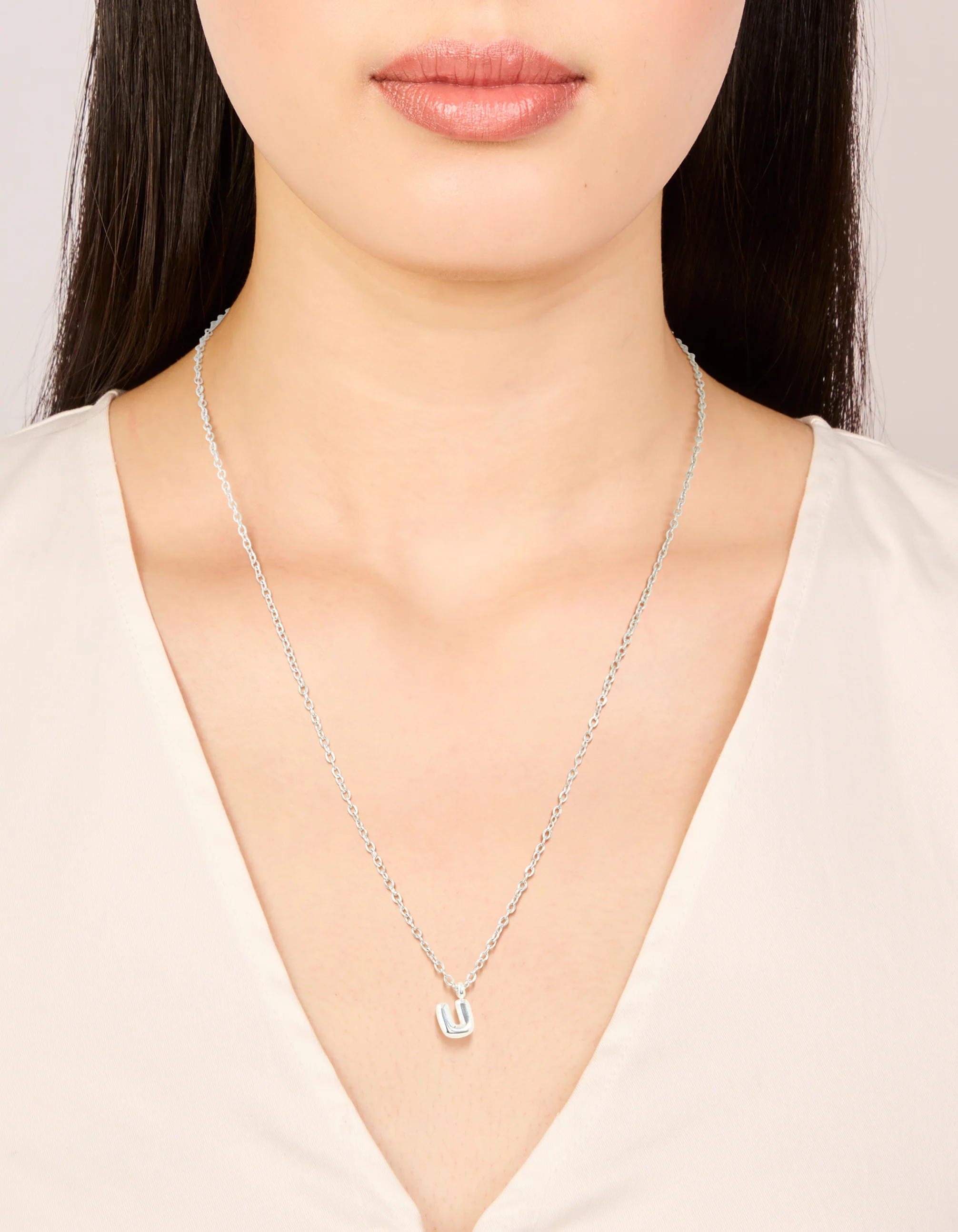 Waterproof Stainless Steel Mini Bubble Letter U Necklace