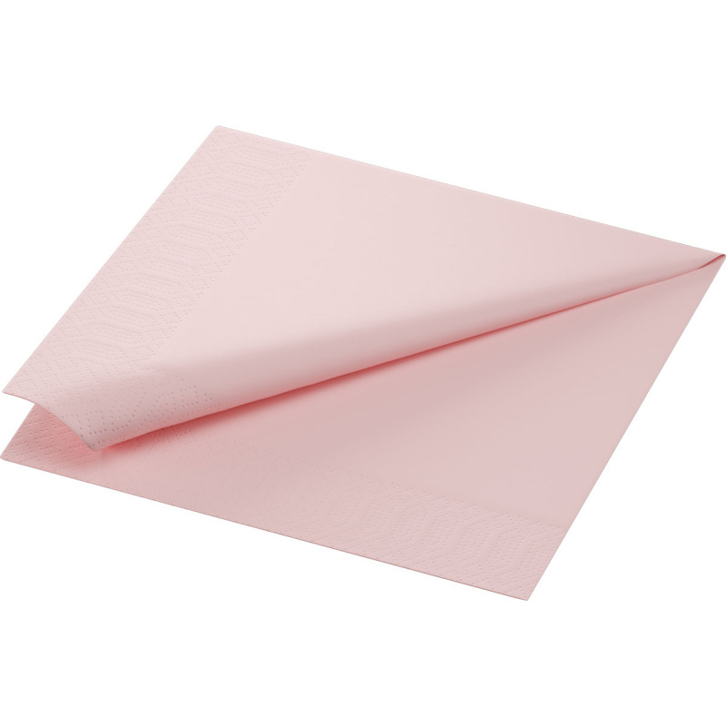 Serviette en tissu Bio 3 plis rose doux 33 x 33 cm 20 pièces DUNI