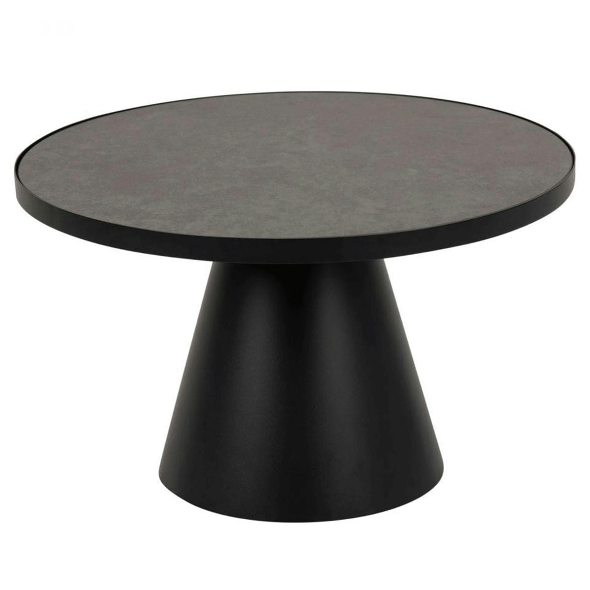SOLANE - Table basse en céramique et métal noir 65cm