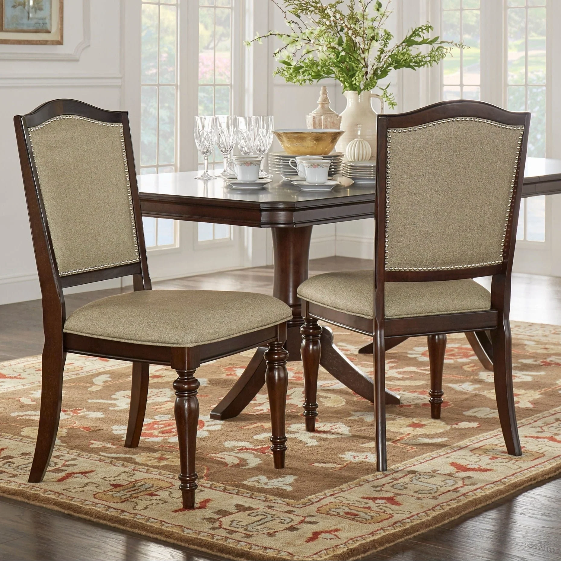 LaSalle Espresso Nailhead Side Chairs (Set of 2) by iNSPIRE Q Classic