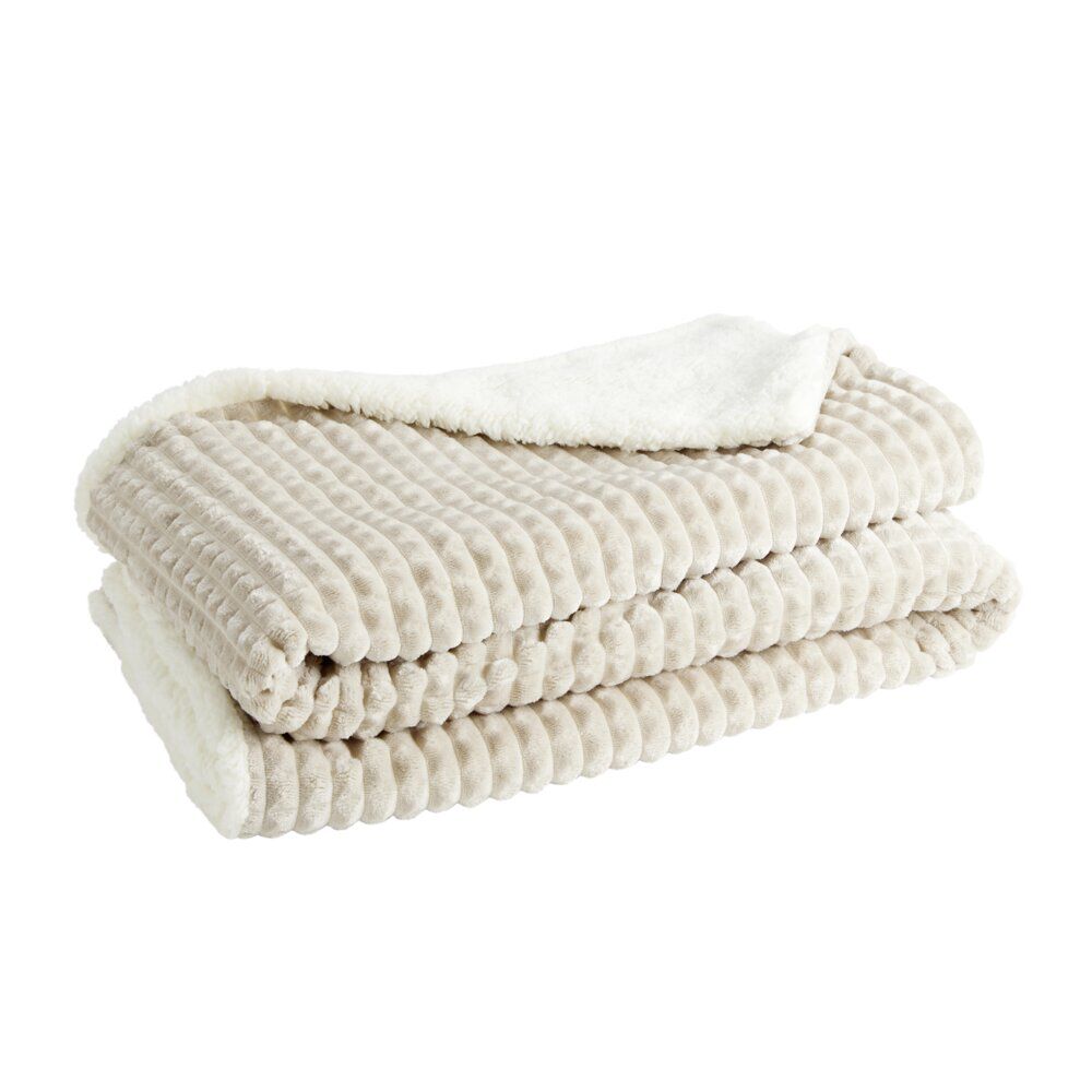 Plaid sherpa flanelle 130x160cm jacquard petits carreaux en relief (4 modèles)