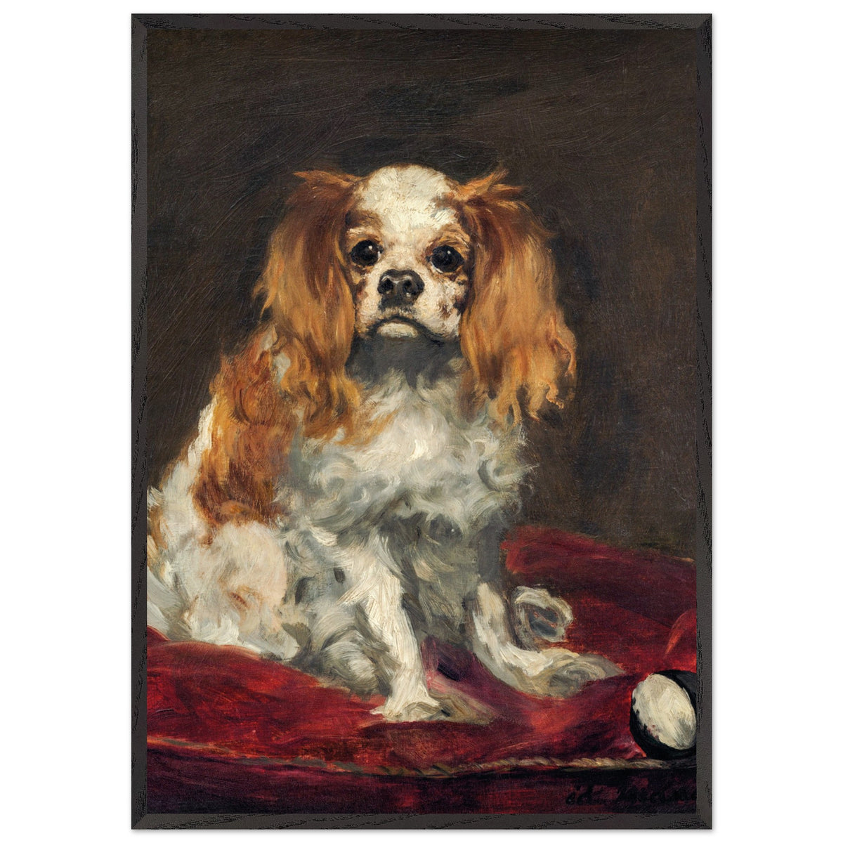 Artfulprints Poster met Lijst Edouard Manet - A King Charles Spaniel  - 70x100 cm - Bruin