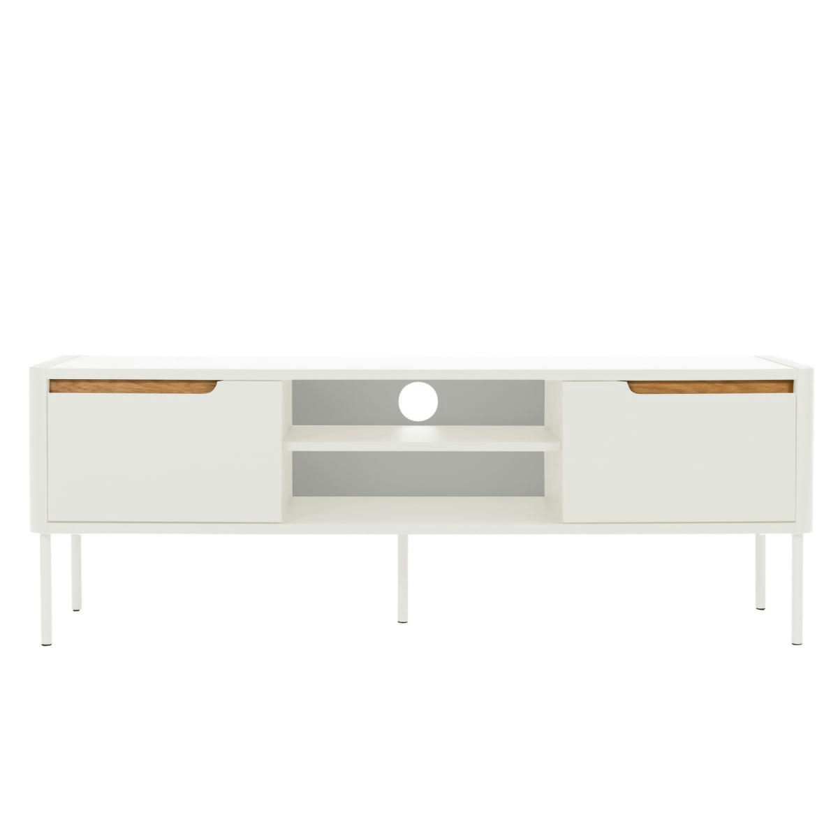 PATIPATI - Meuble TV moderne 141,5cm en bois blanc