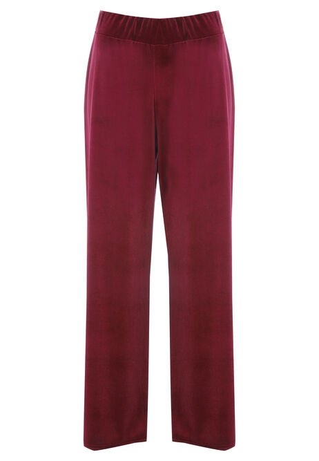 Womens Burgundy Velvet Wide Leg Trousers