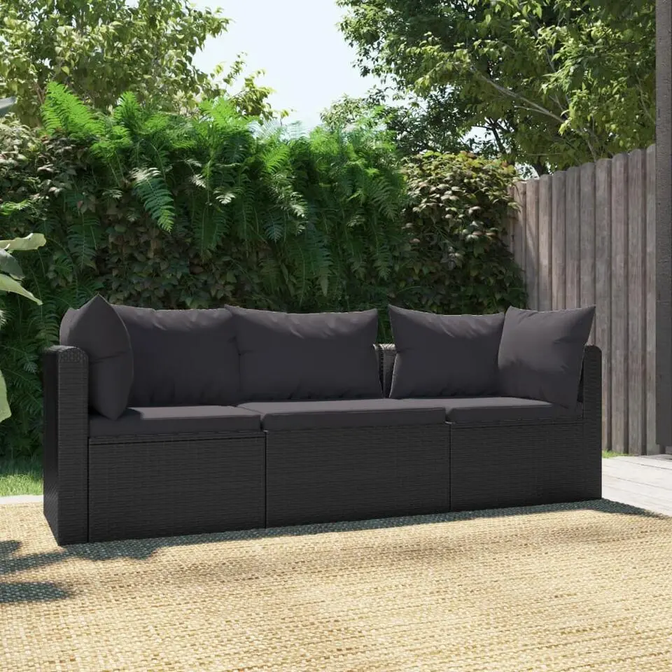 vidaXL - Tuinbank - Zwart - Poly rattan