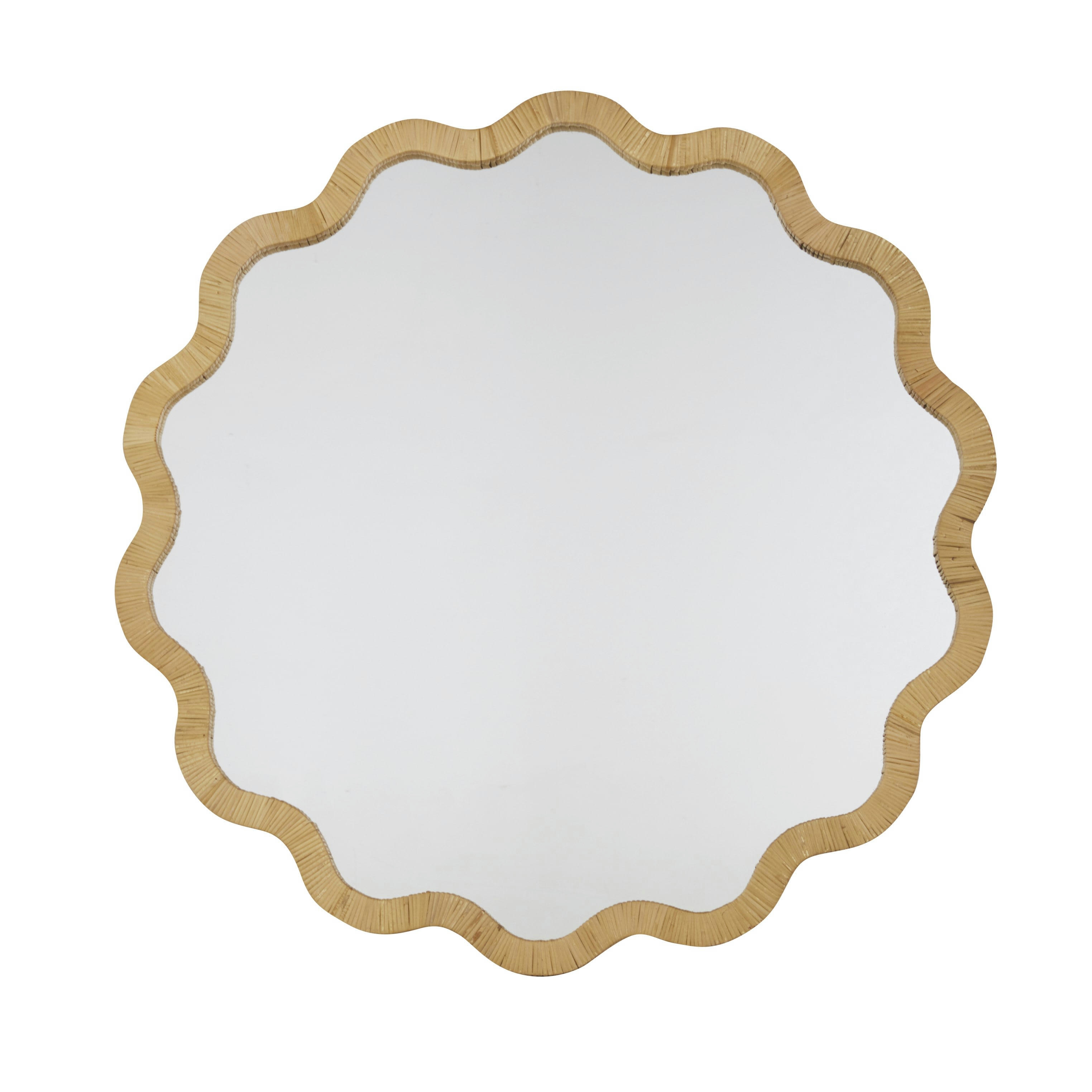 ROVIA - Miroir rond festonné en rotin D110