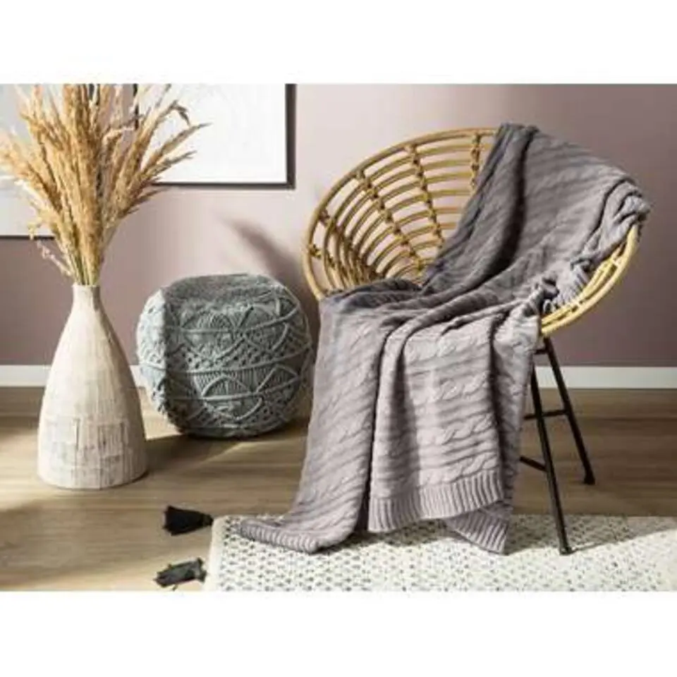 ANAMUR - Plaid - Grijs - 110 x 180 cm - Katoen