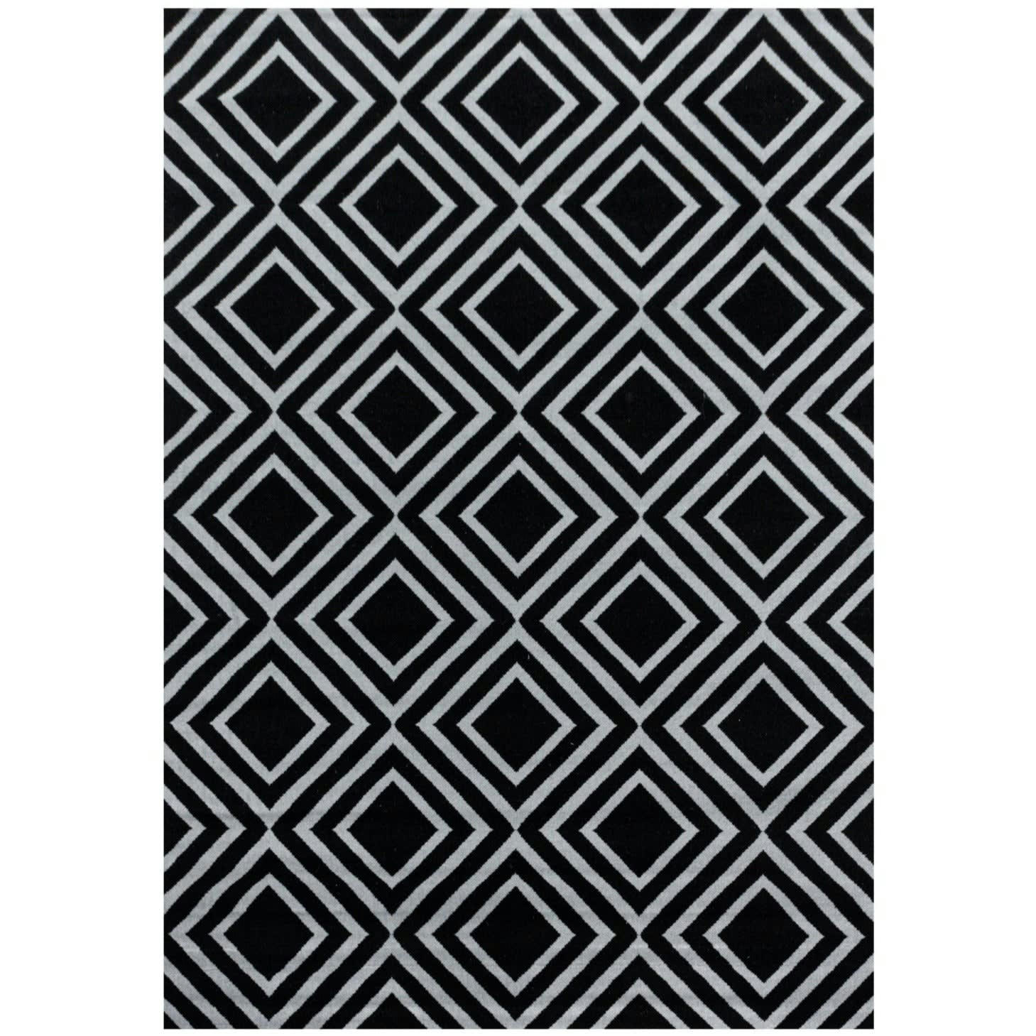 SCANDINAVE - Tapis nordic à losanges noir 160x230cm