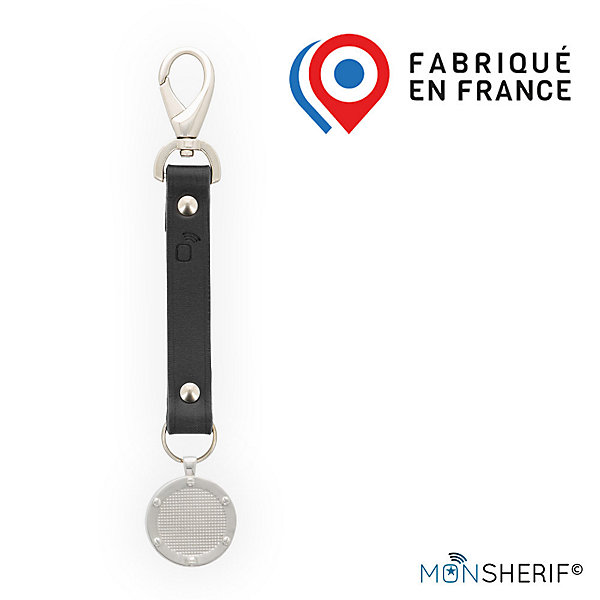 Bouton d'alerte MONSHERIF   lanière noire - App gratuite - Sans abonnement