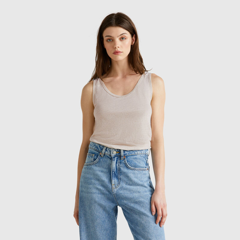 Tank top in pure linen
