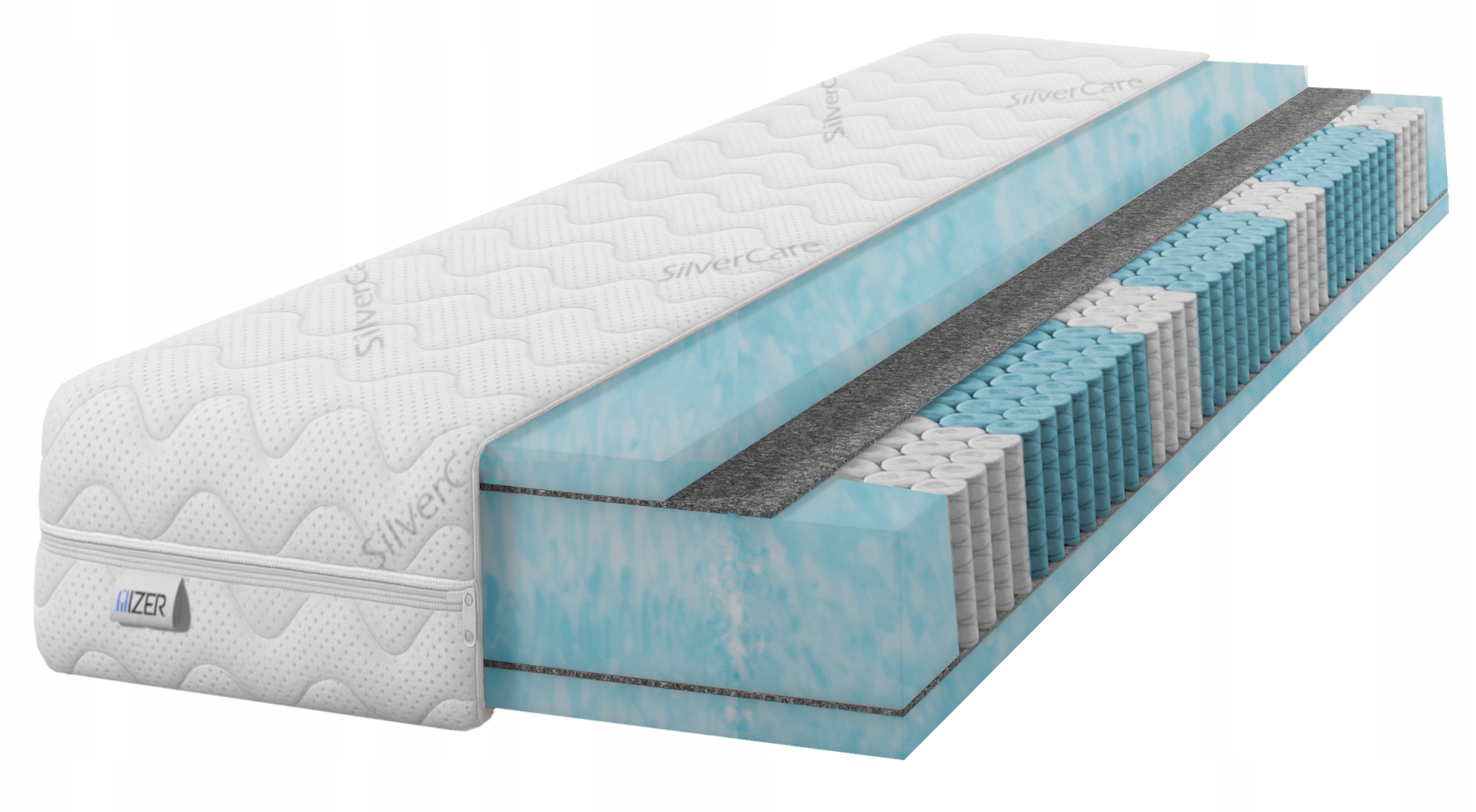 Materac 70x200 sprężynowy MultipocketAqua SilverCare H2 20cm