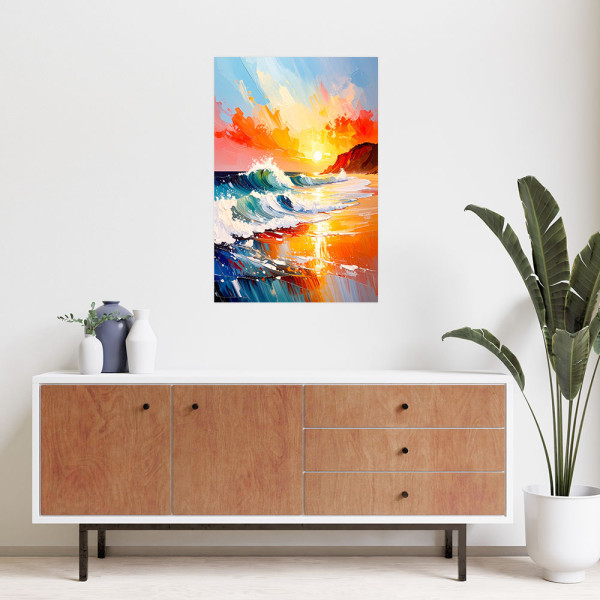 Naklejka samoprzylepna do salonu Feeby Morze Plaża Zachód słońca 20x30