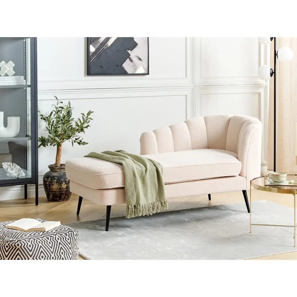 ALLIER - Chaise longue - Beige - Rechterzijde - Boucl&eacute;