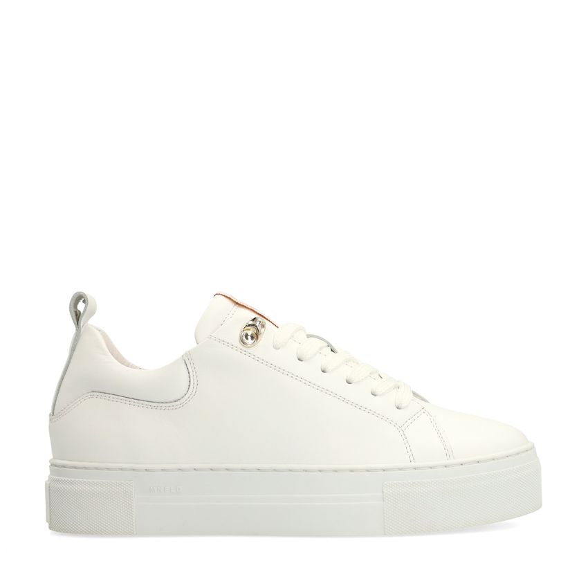 Manfield Witte leren sneakers