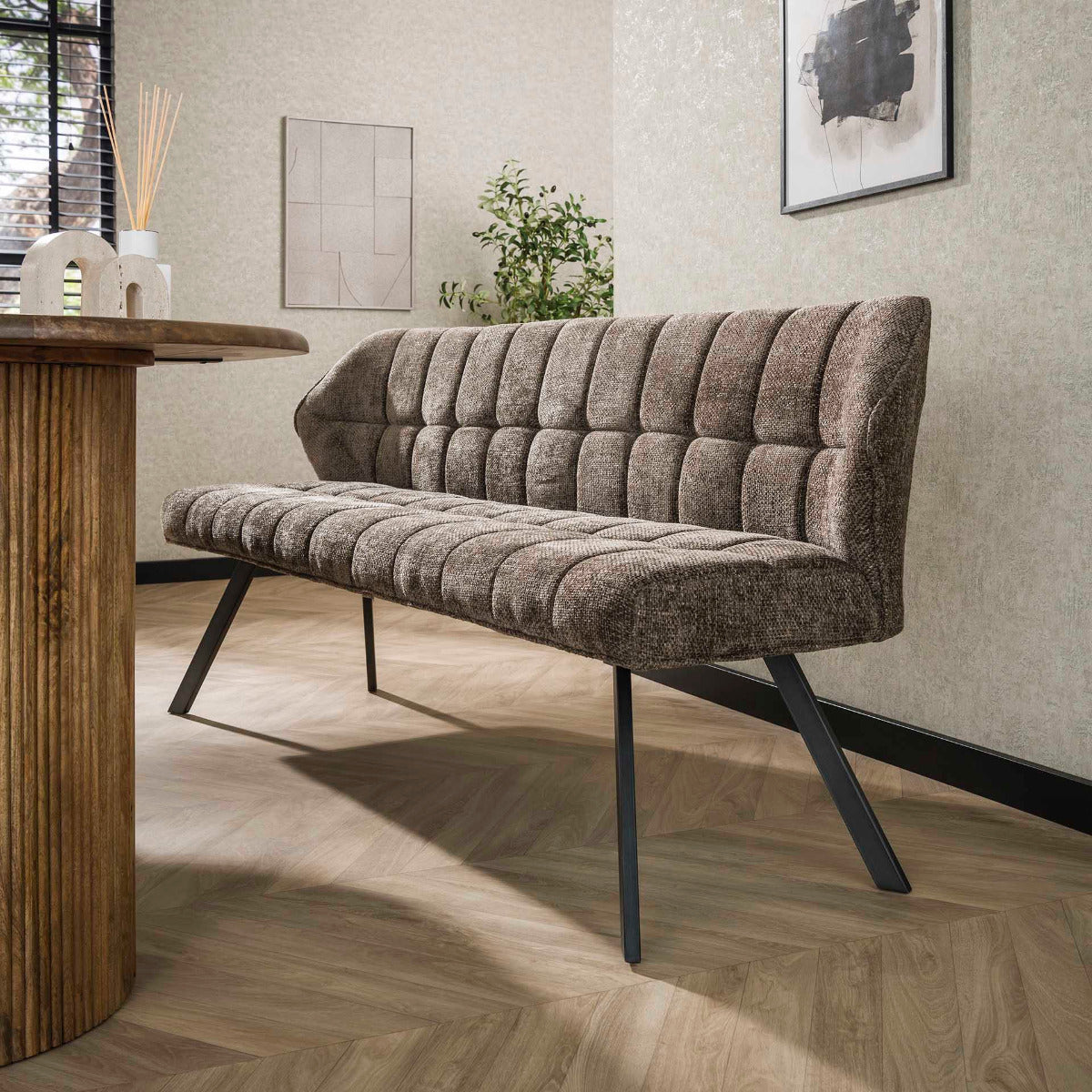 Fraaai - Ramon eetkamerbank 180 cm geweven - taupe