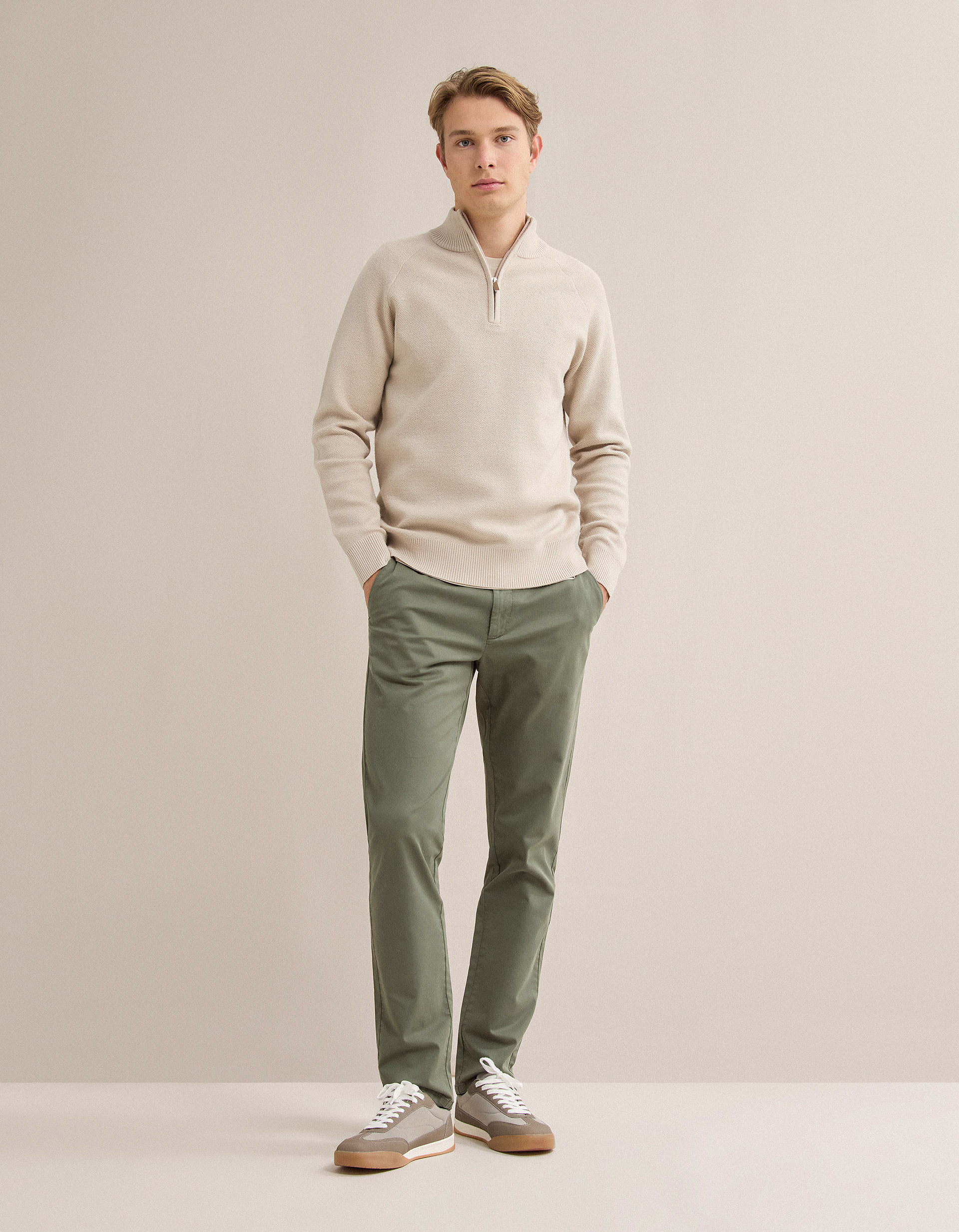 Calças Chino Slim, Homem, Verde Escuro
