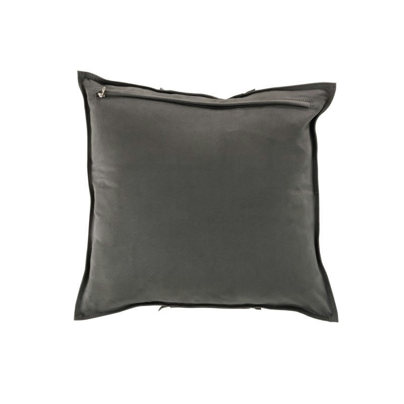 CUIR - Coussin carré cuir gris 45x45