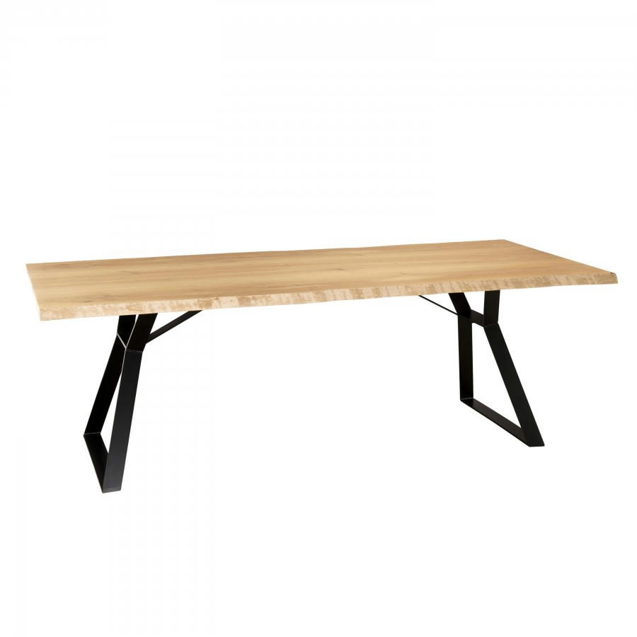 MADISON - Table à manger bois chêne pieds métal noir L230