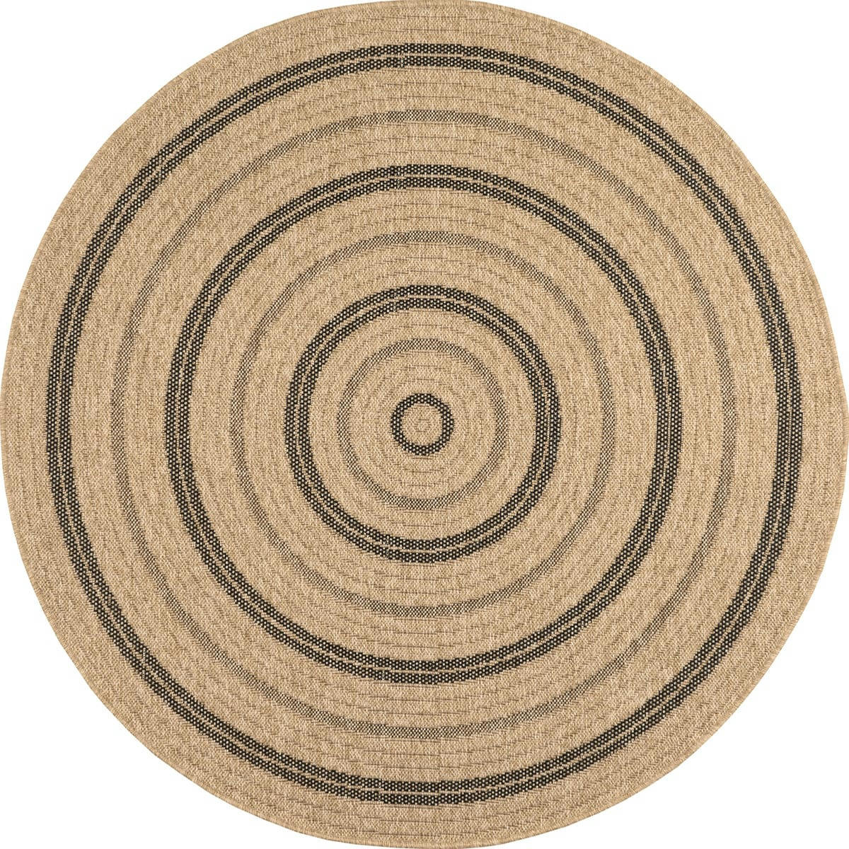 NATURE - Tapis intérieur et extérieur effet jute motif rond noir diamètre 120