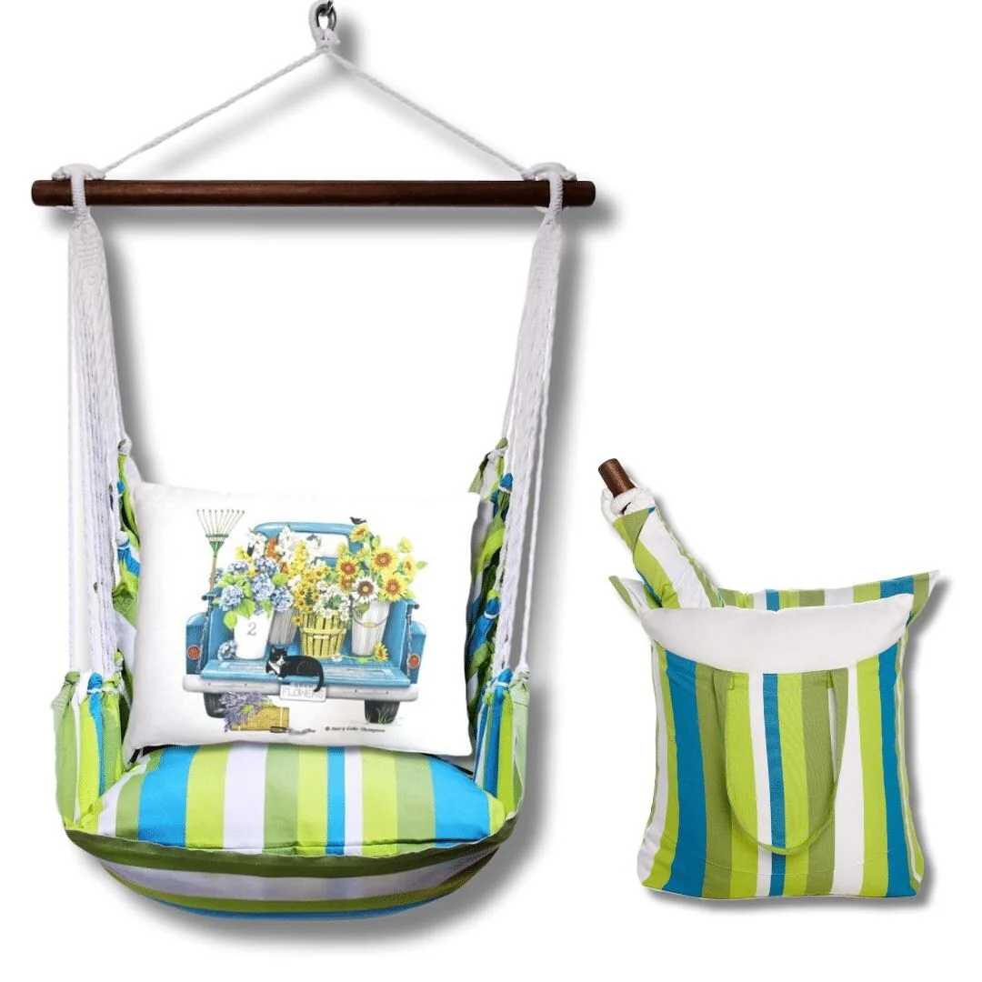 Magnolia Casual Swing Set 4 piece - Beach Boulevard Stripe w/ Truck and Flowers