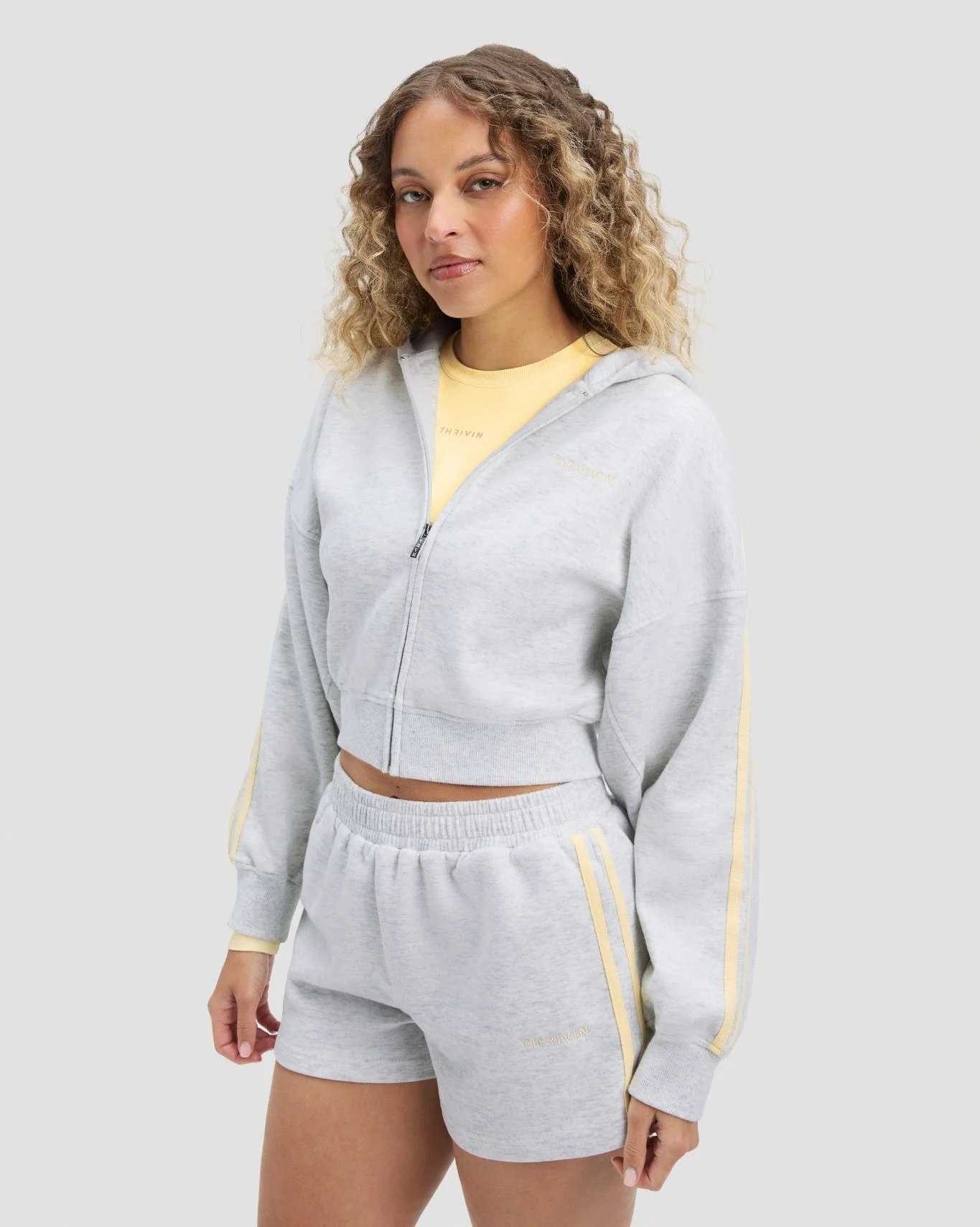 Jersey Stripe Zip Up Jacket | Marl