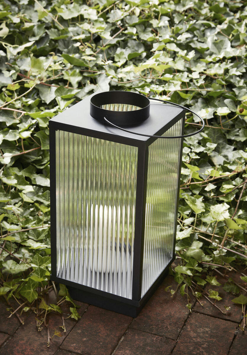 RIPPLE - Lanterne en verre et métal noir (x2)