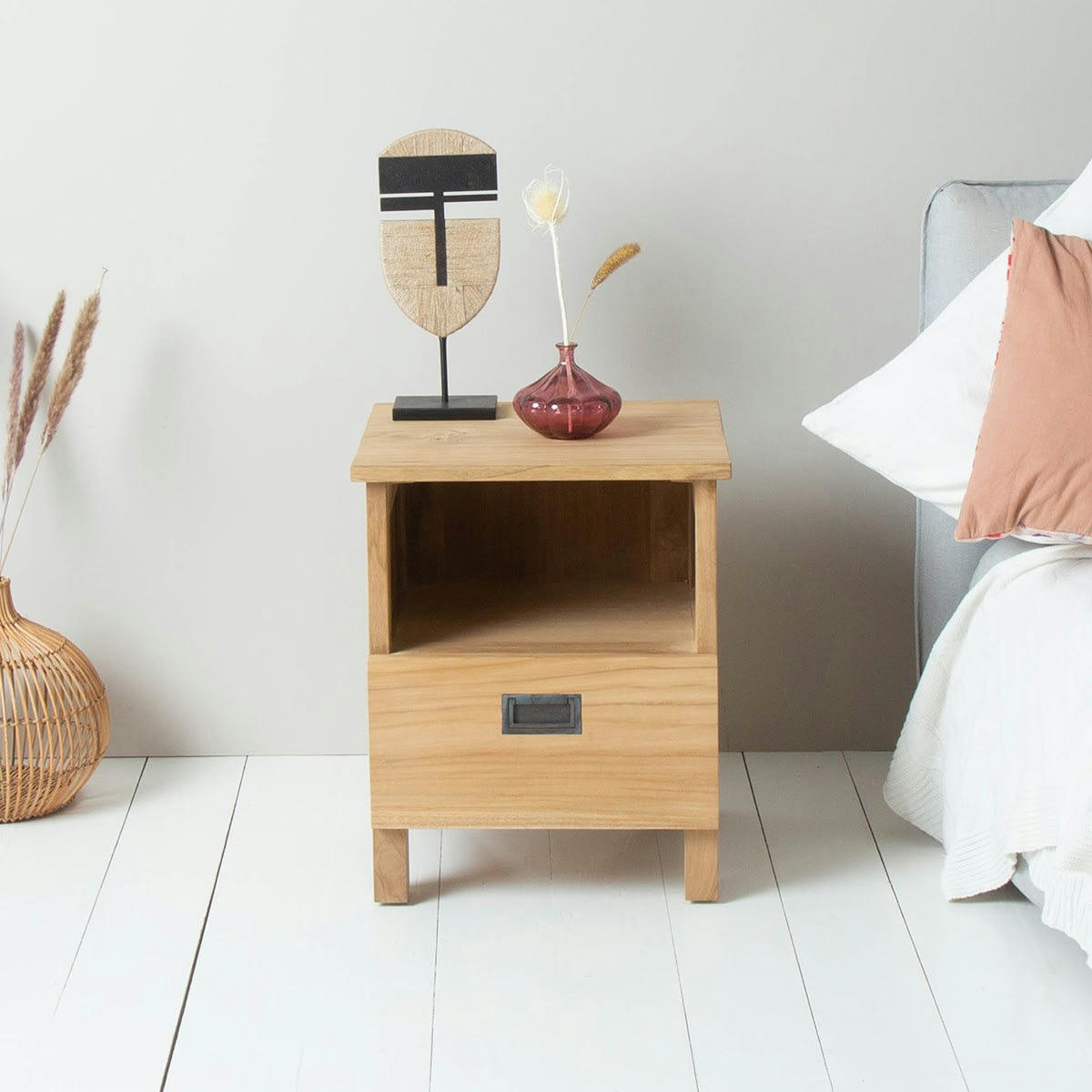 BOSTON - Table de chevet en teck massif