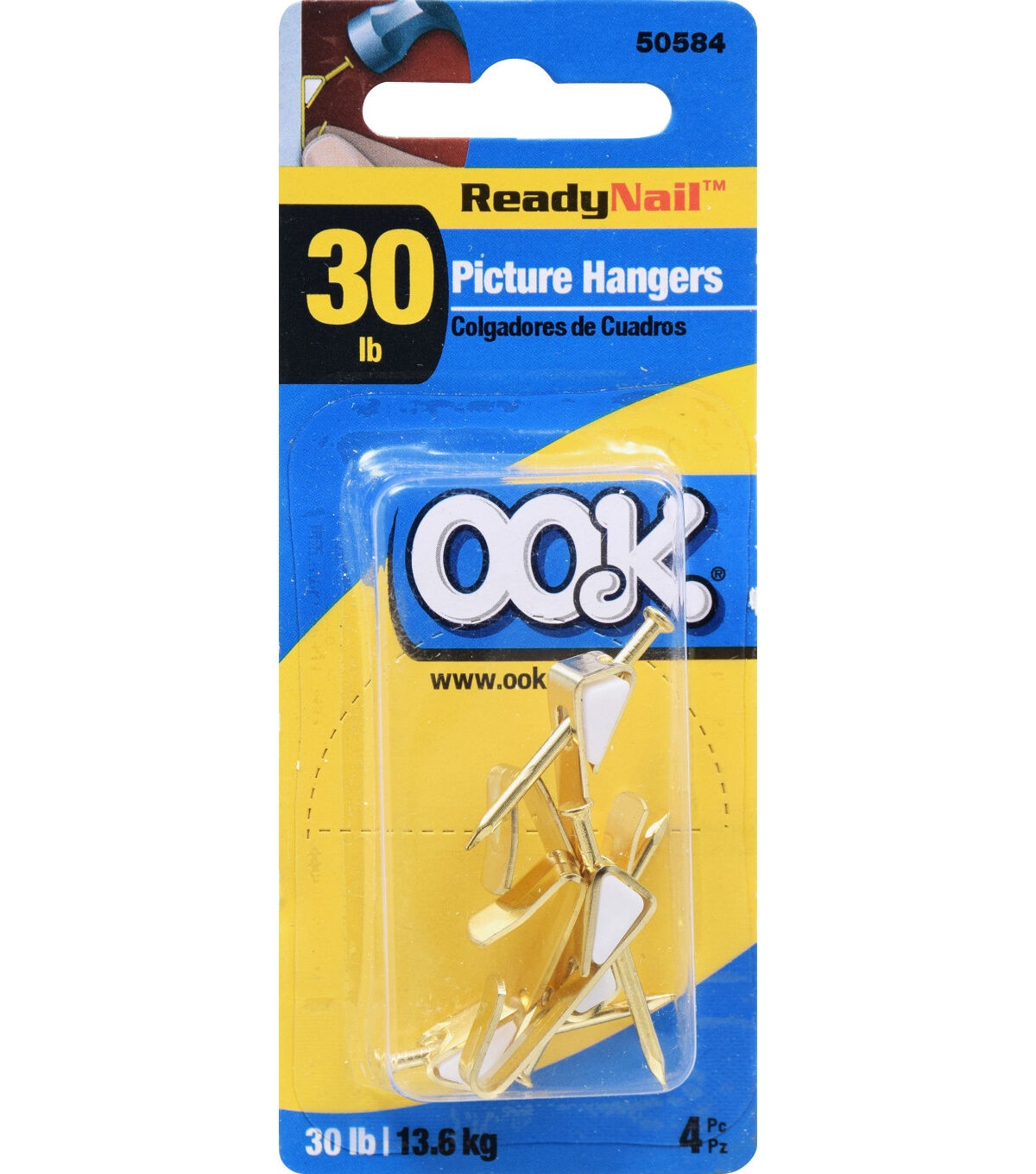 Ook 6pk Gold ReadyNail Conventional Picture Hangers