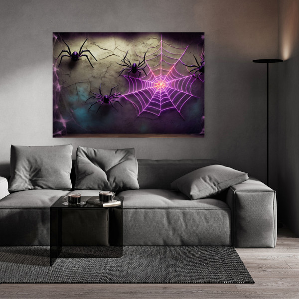 Feeby Obraz na płótnie, Pajęczyna Neon Futurystyczny 60x40