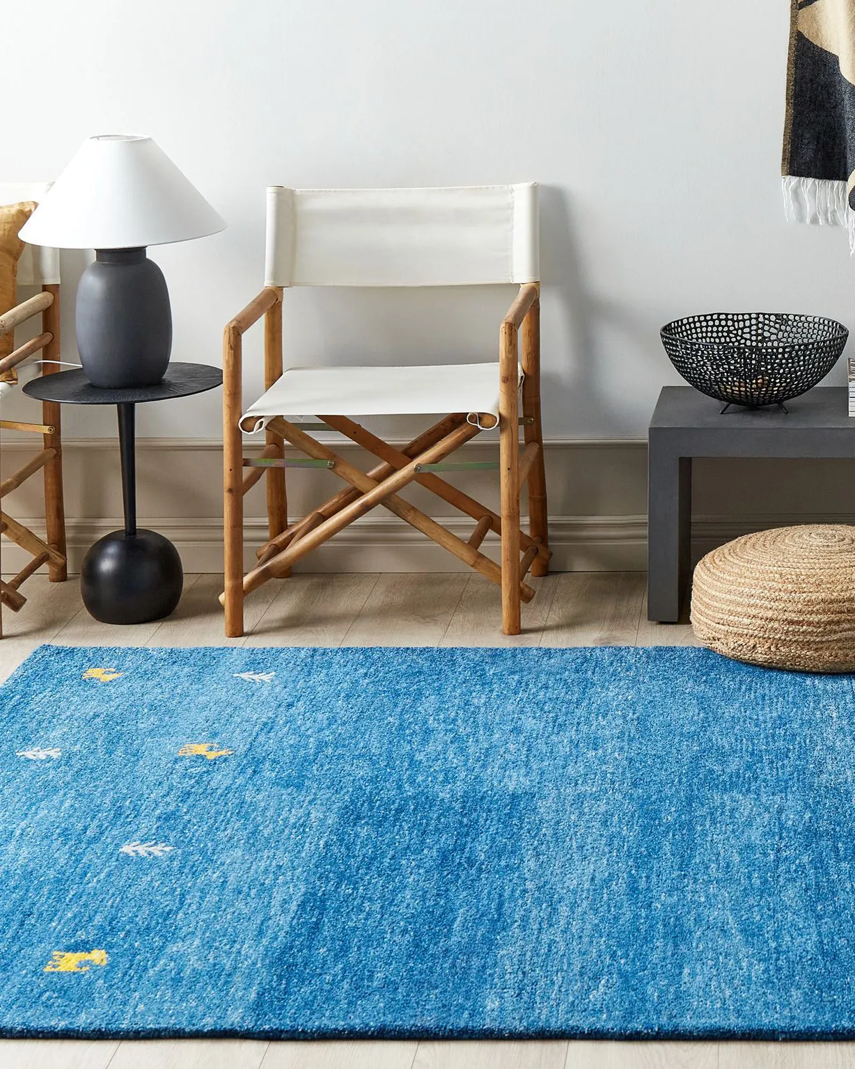 Rug CALTI Dark Blue 160 x 230 cm Wool Gabbeh