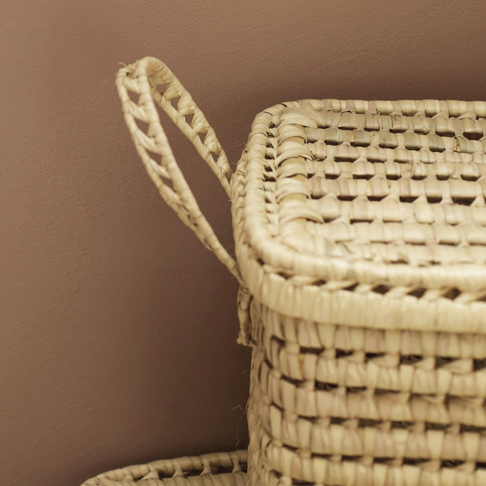 - Malle de rangement feuille de palmier osier naturel 40 cm