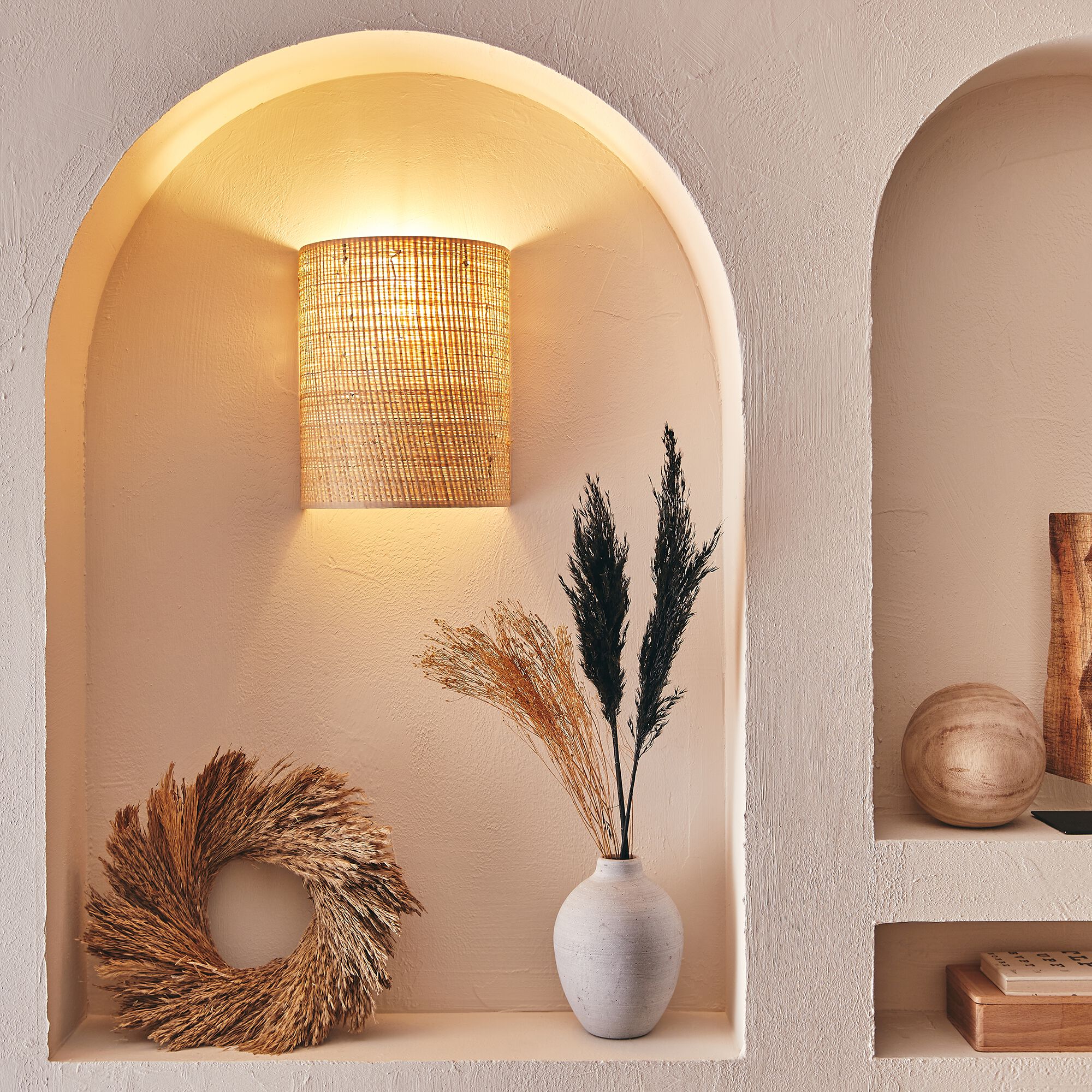 MEYA - Applique non électrifiée en rabane D20cm - naturel
